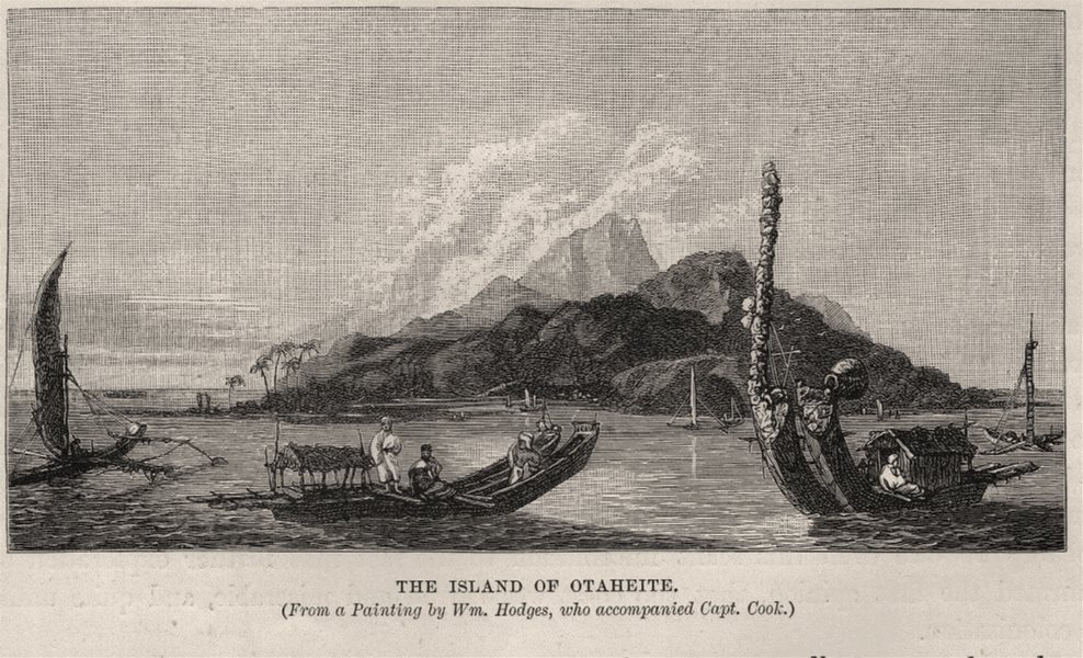The Island of Otaheite. Explorers. Polynesia 1890 old antique print picture