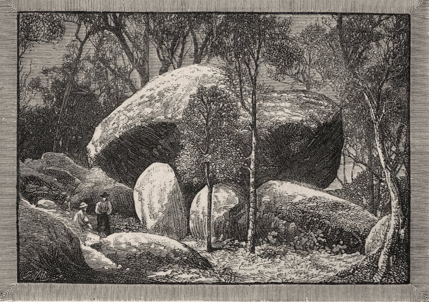 Granite Rocks near Tenterfield. Australia 1890 old antique print picture