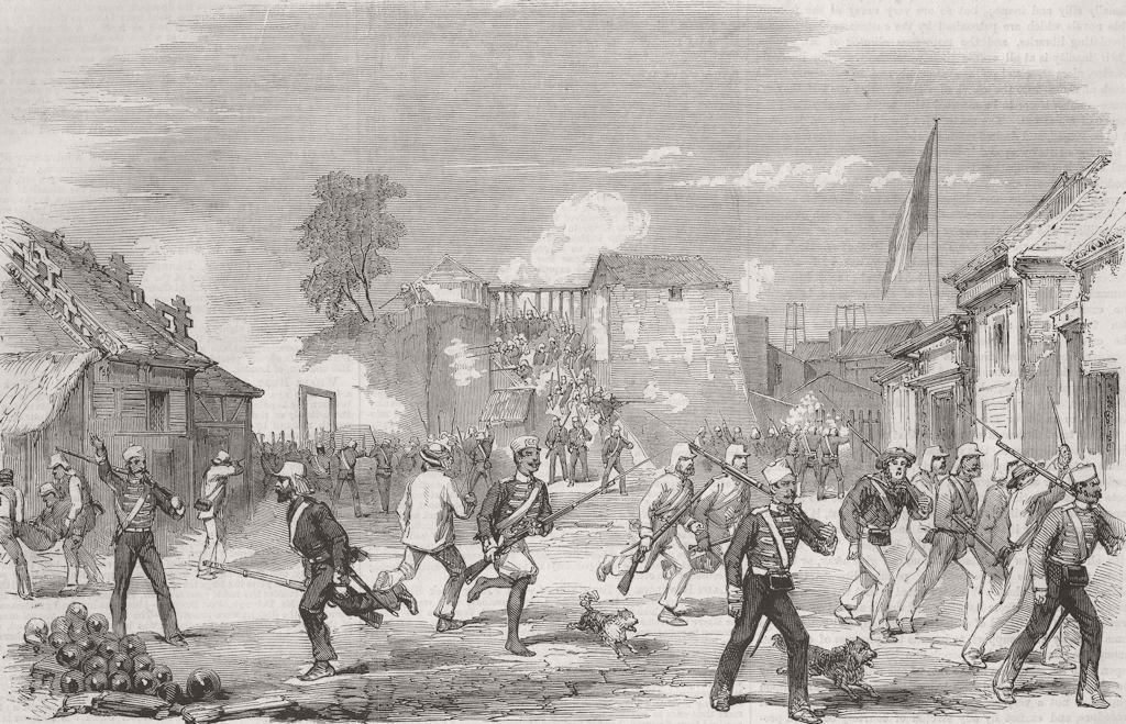 CHINA. Panic at the commissariat stores-Great firing and no execution 1858