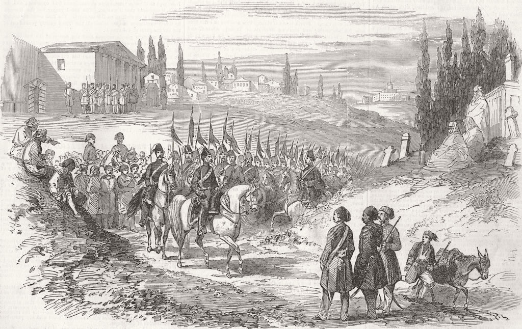CONSTANTINOPLE (ISTANBUL) . New Regiment of Cossacks of the Don 1853 old print