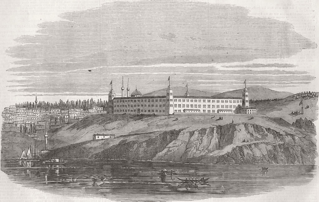 TURKEY. Barracks at Uskudar-The British Hospital 1855 old antique print