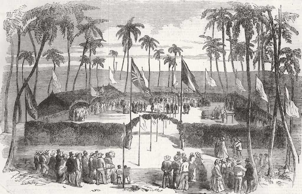 Associate Product BRAZIL. Commencement of the Pernambuco Railway, on the island of Nogueira 1855