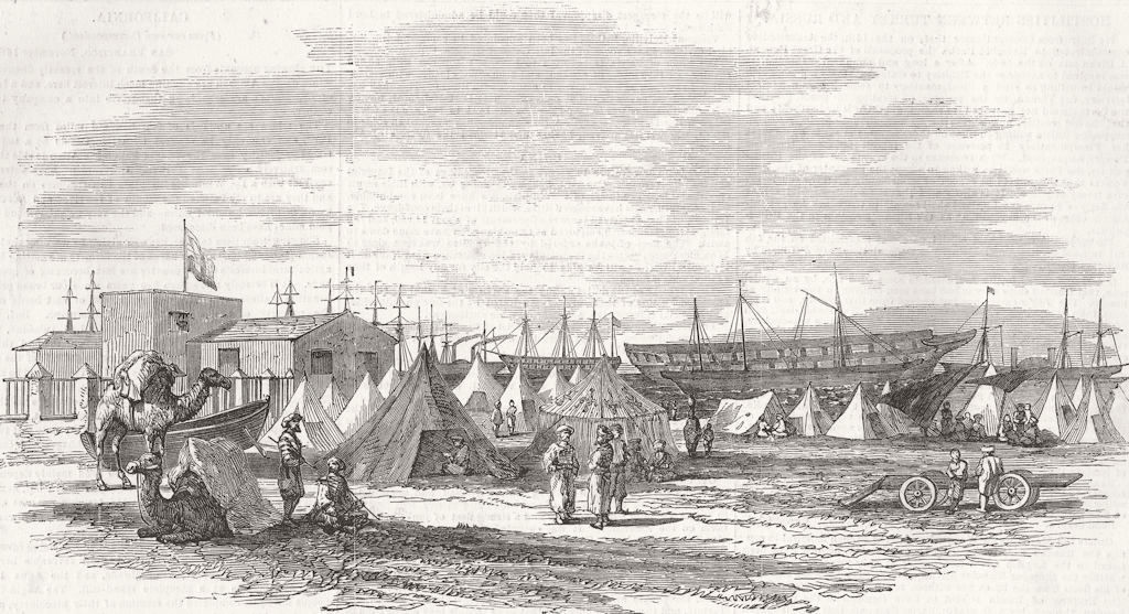 EGYPT. Alexandria-The Harbour, and Encampment of Mahommedan Pilgrims 1853