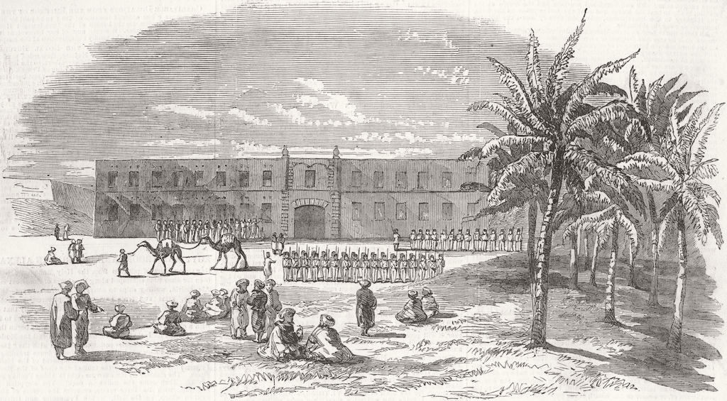 ALEXANDRIA. Egyptian Troops in the Great Square. Egypt 1853 old antique print