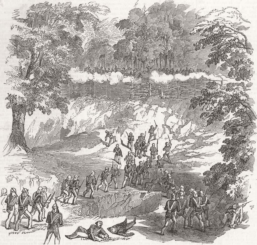 BURMA. Storming and Capture of Meeah Toon's Stockade, Donabew 1853 old print