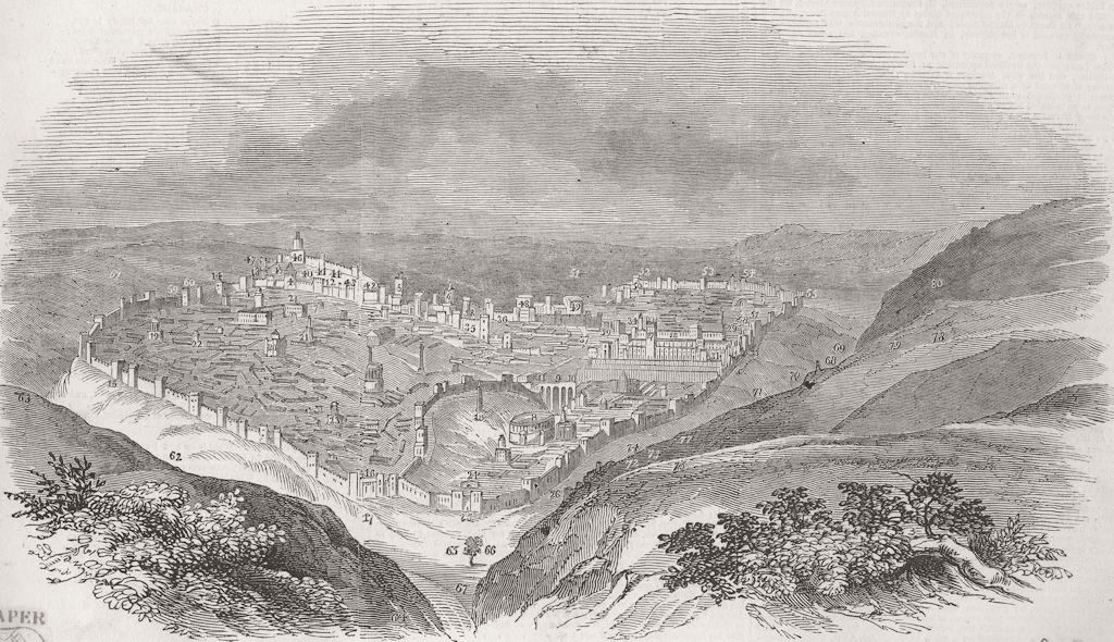PALESTINE. Brunetti's Model of Ancient Jerusalem 1847 old antique print