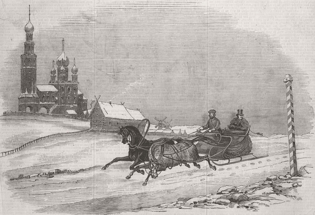 RUSSIA. Winter in Russia 1847 old antique vintage print picture