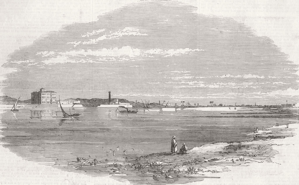 Associate Product EGYPT.Palace of Abbas Pacha at Benha. Proposed bridge Damietta branch Nile 1853