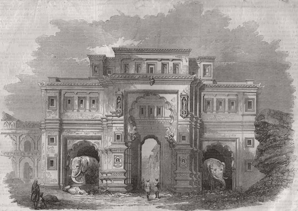 KOLAPOOR (KOLHAPUR) . Gateway leading into the Palace Square. India c1860