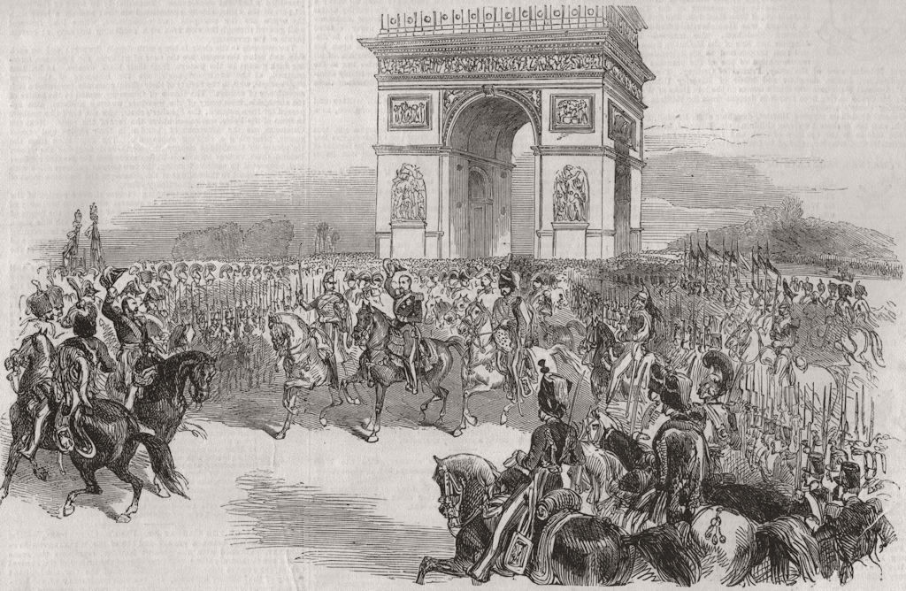 PARIS. Triumphal entry of the Emperor Napoleon III 1852 old antique print