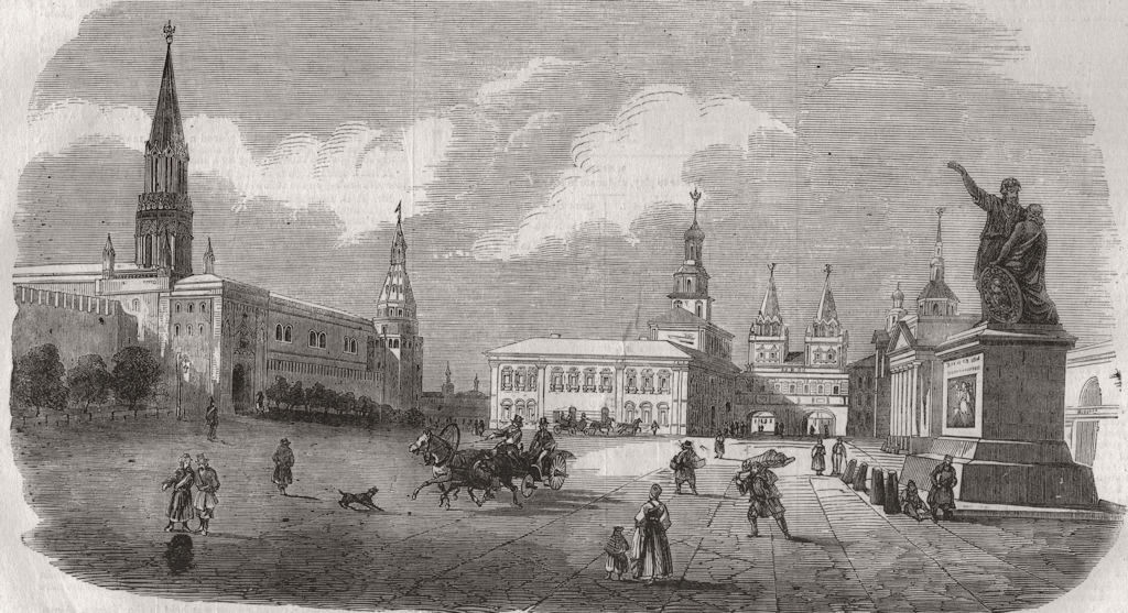 MOSCOW МОСКВА. Red Square. The Red Place. Russia c1860 old antique print