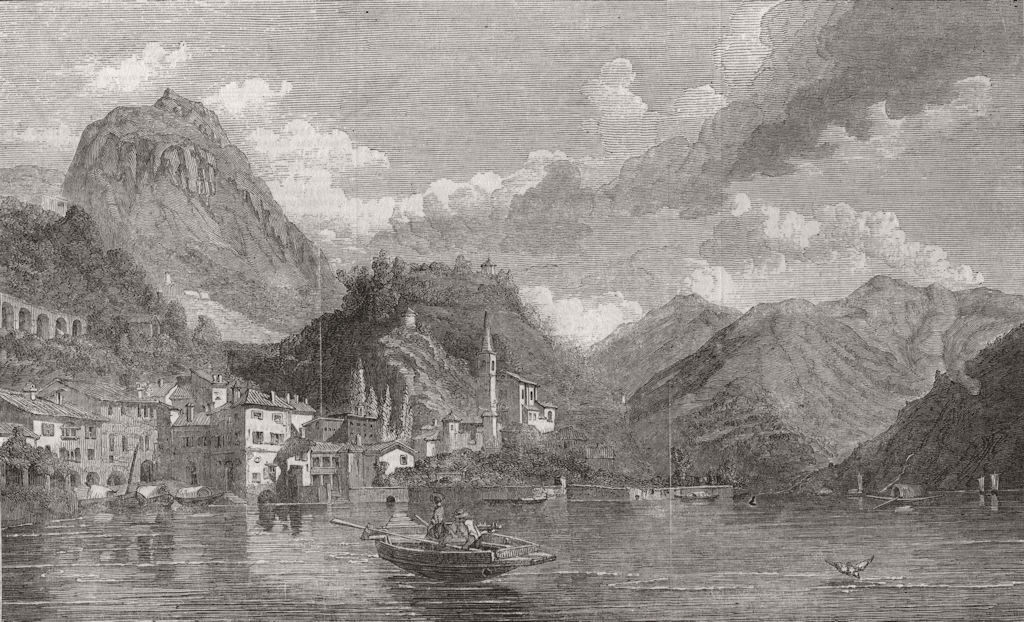 ITALY. Loggio, on the Lake of Lugano 1854 old antique vintage print picture