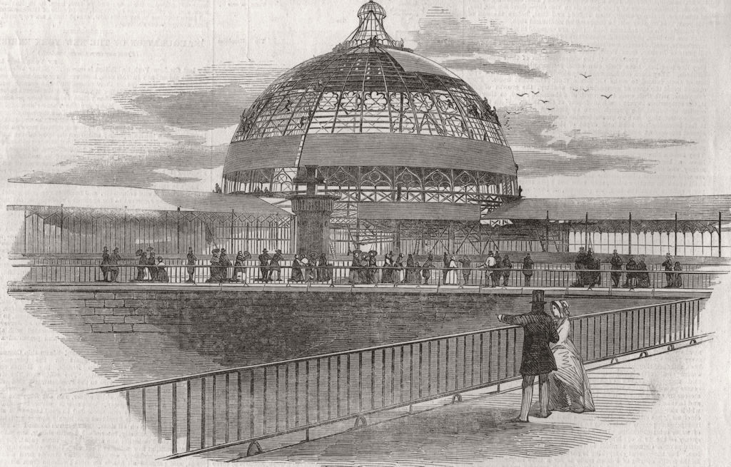 NEW YORK. The New York Crystal Palace 1853 old antique vintage print picture