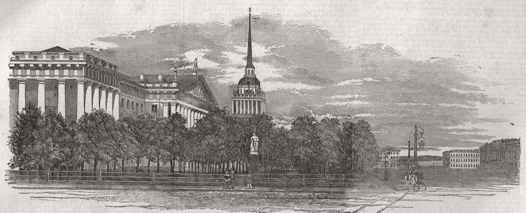 ST PETERSBURG. The Admiralty. Russia 1853 old antique vintage print picture