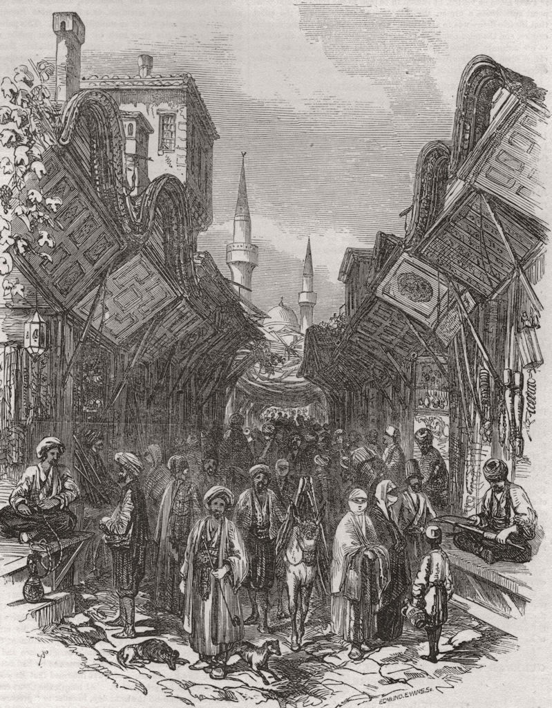 TURKEY. A Street in Constantinople (Istanbul)  1853 old antique print picture