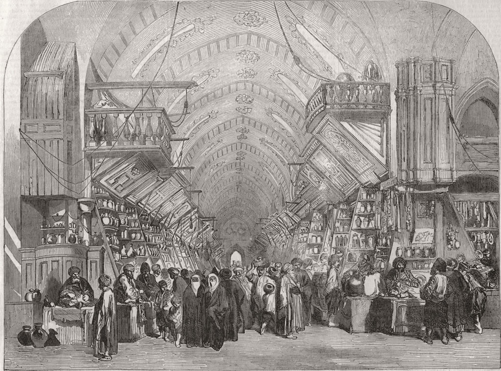 CONSTANTINOPLE (ISTANBUL) . The drug bazaar. Turkey 1853 old antique print