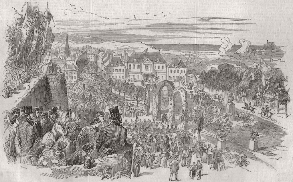 Associate Product BOULOGNE. French Emperor's visit. Sous Prefecture, from the ramparts 1853