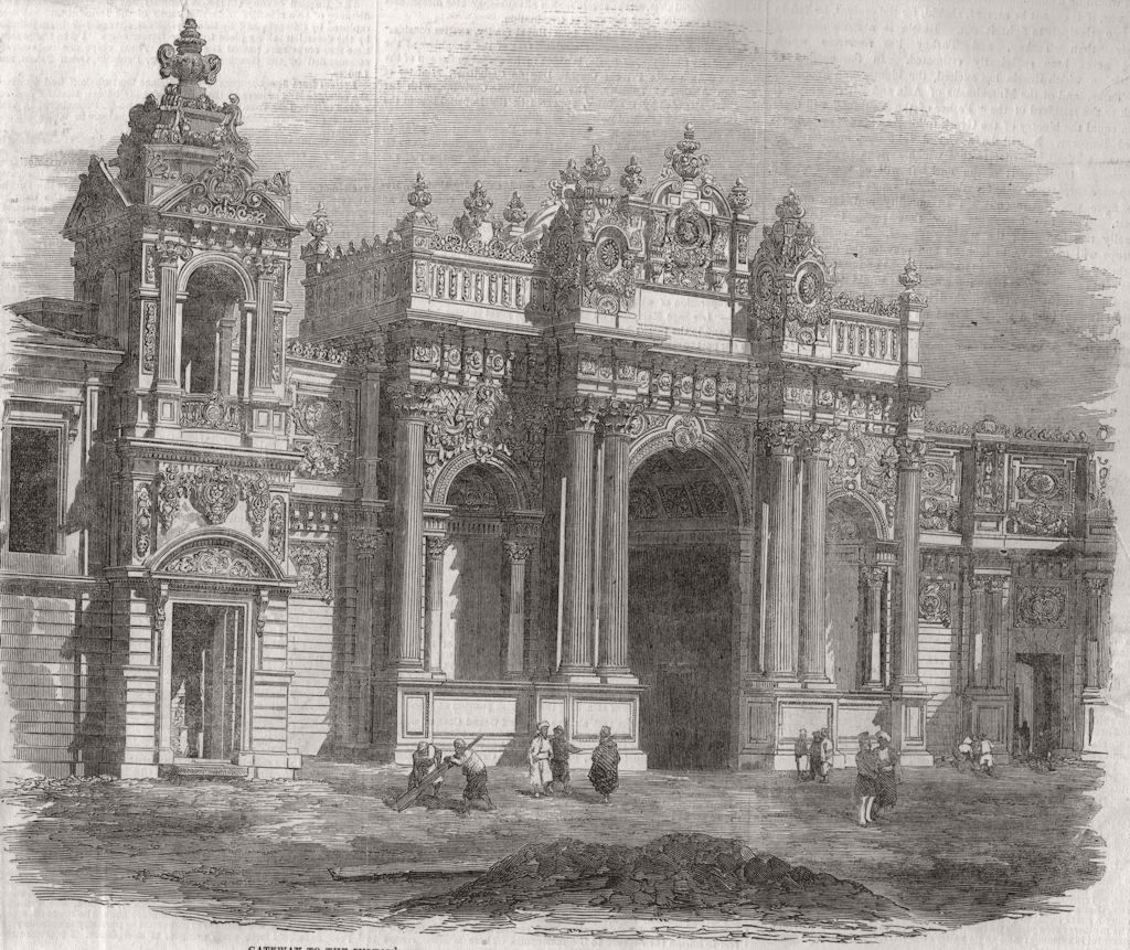 Associate Product TURKEY. Gateway to the Dolmabaghdsche Palace, on the Bosphorus 1853 old print