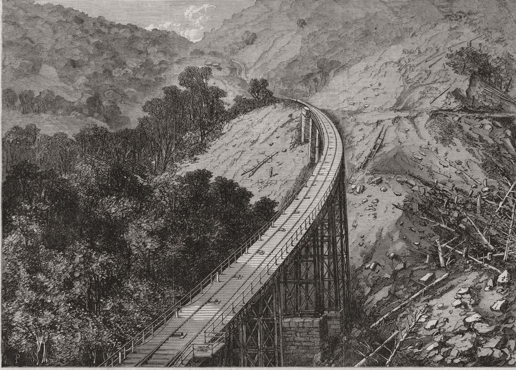 BRAZIL. The Serra Viaduct, St Paul's railroad 1868 old antique print picture