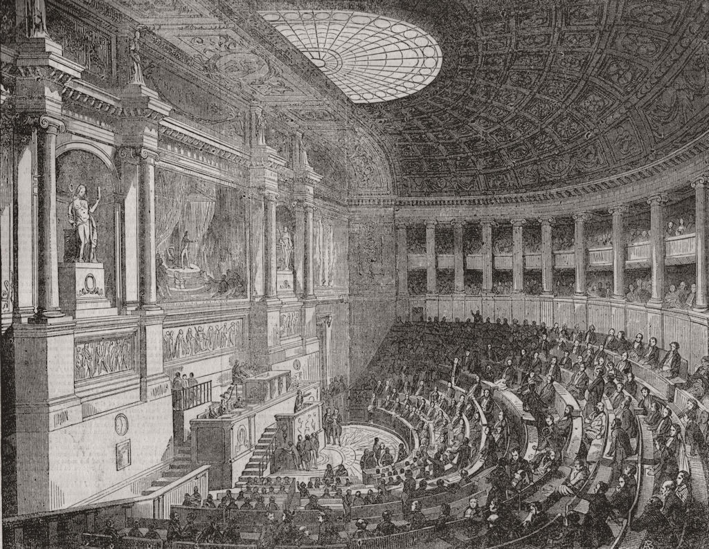 PARIS. The French chamber of deputies 1844 old antique vintage print picture