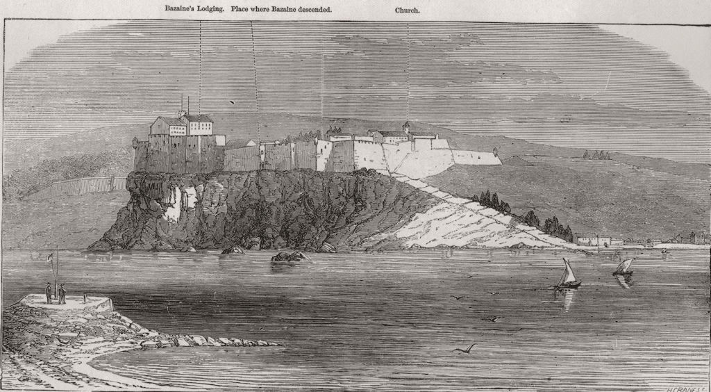 FRANCE. Marshal Bazaine's escape from Île Sainte-Marguerite. View 1874 print
