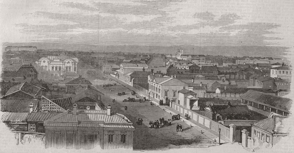 SIBERIA. The Main Street of Irkutsk. Russia 1869 old antique print picture