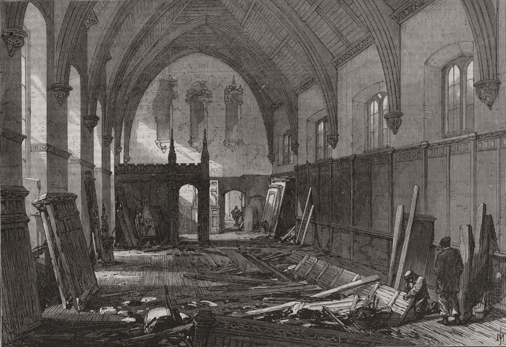 LAW. Inner Temple Hall. Demolition Old Dining Hall Inner Temple 1869 print