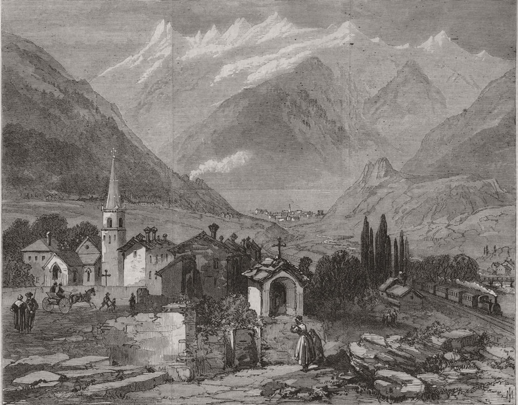 Associate Product FRANCE. Modane, the north end of the tunnel under Mont Cenis 1869 old print