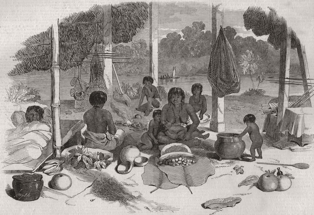 Associate Product HONDURAS. Mosquitia. A family of Woolwa Indians on the Bluefields river 1847