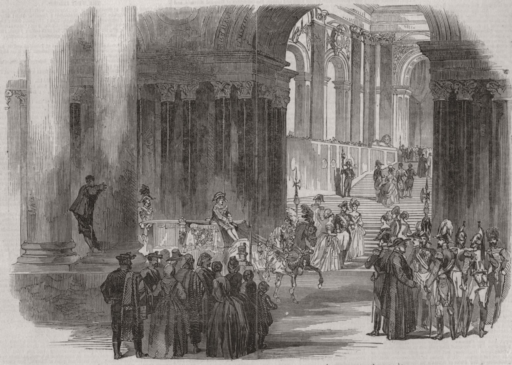 MADRID. Arrival of Queen Christina at the Royal Palace. Spain 1847 old print