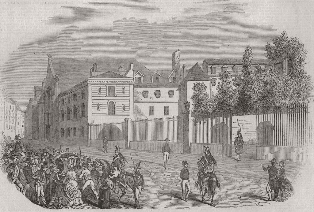 FRANCE. The Luxembourgh Prison 1847 old antique vintage print picture
