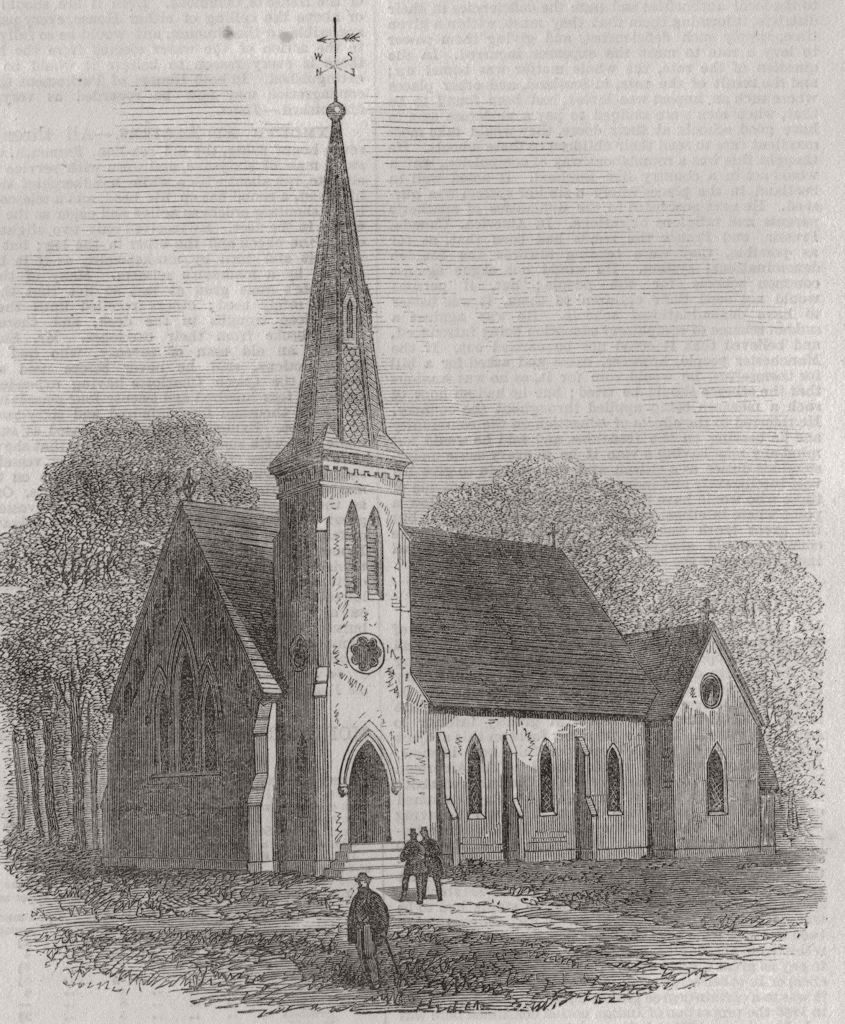 CANADA. St Paul's church (Indian Mission) Brantford, Canada West 1867 print