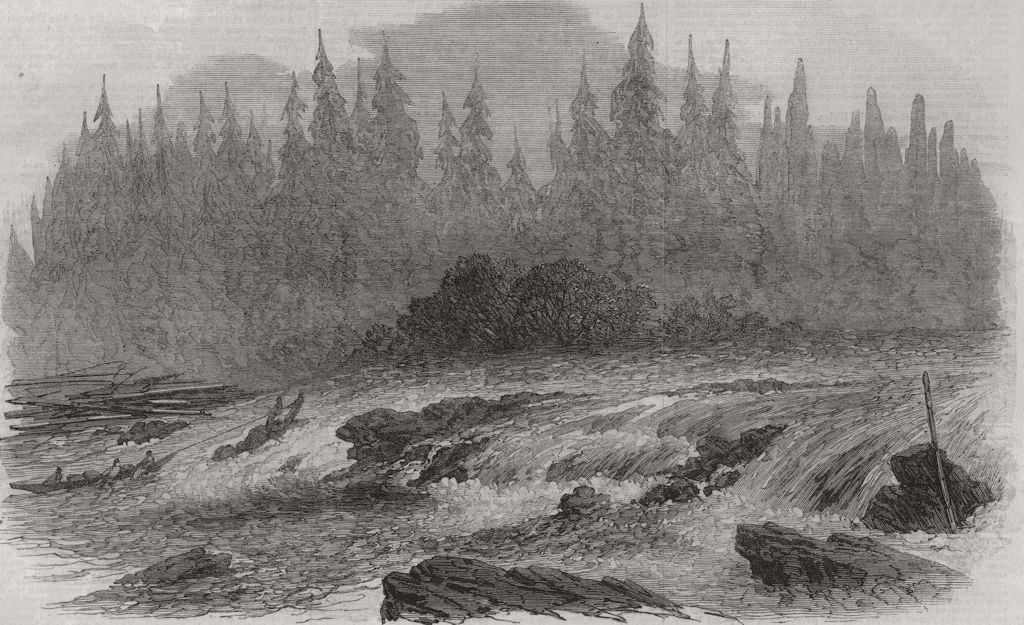 VANCOUVER ISLAND. The laughing waters rapids, on the Puntledge. Canada 1866