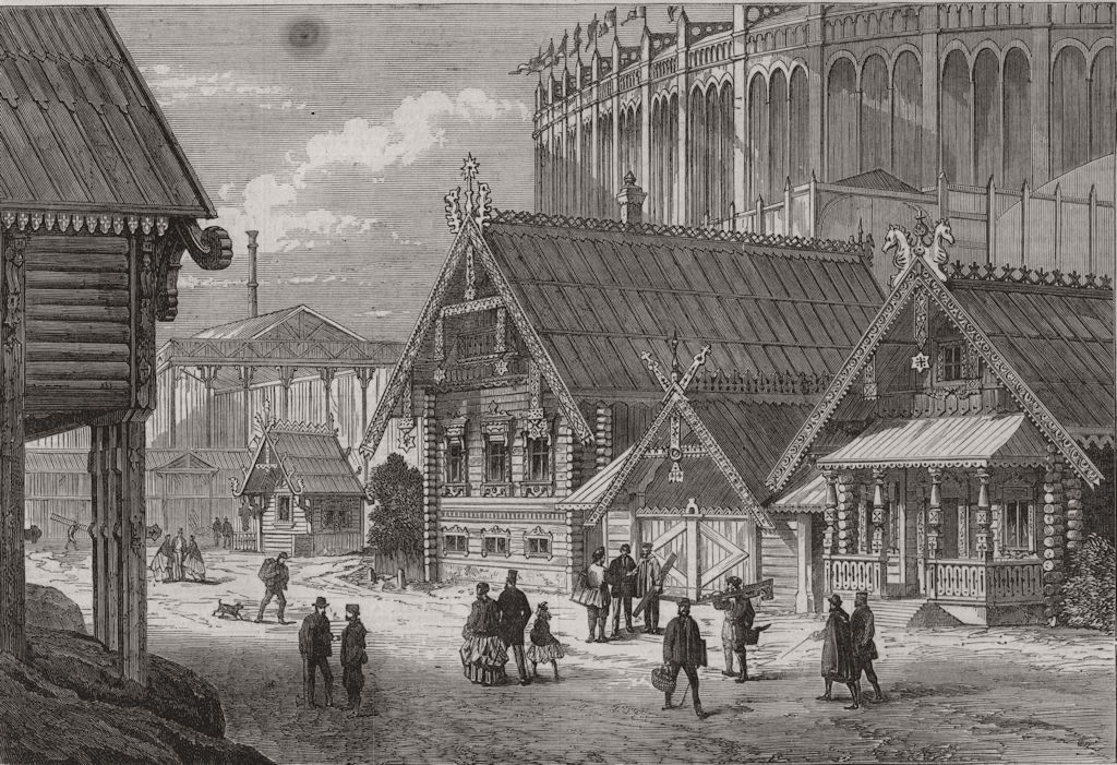 FRANCE. Paris International Exhibition. Russian cottages in the Park 1867