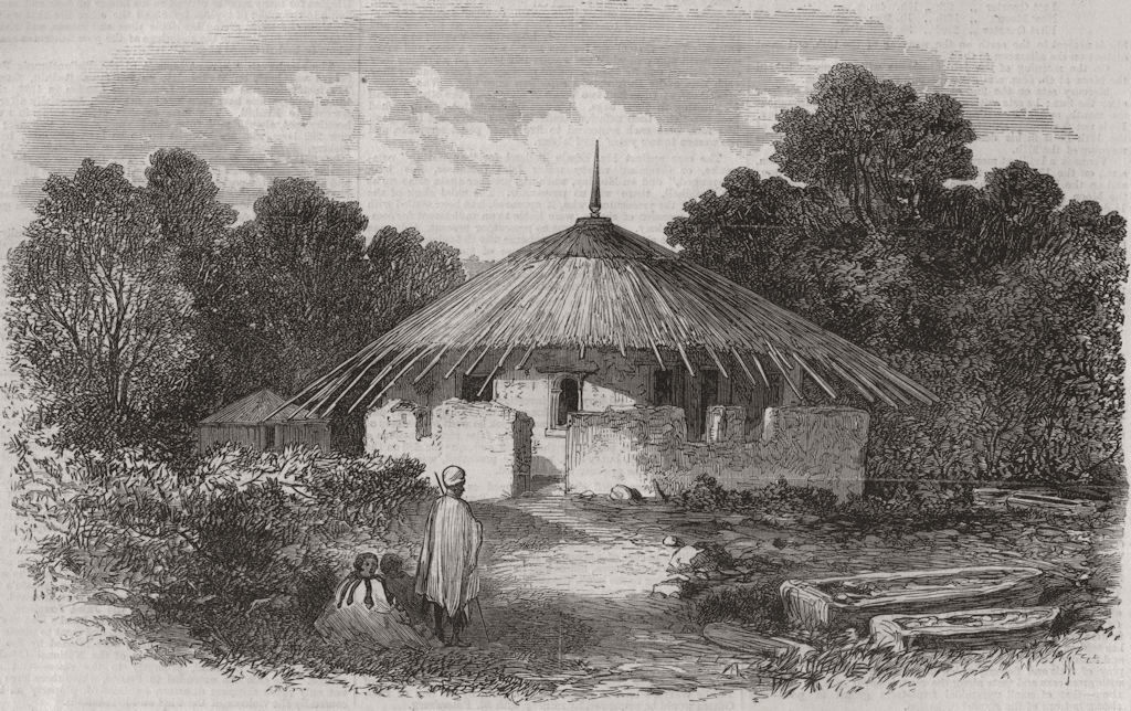 Associate Product ETHIOPIA. Abyssinia Expedition 1868. Round church at Mishuk 1868 old print