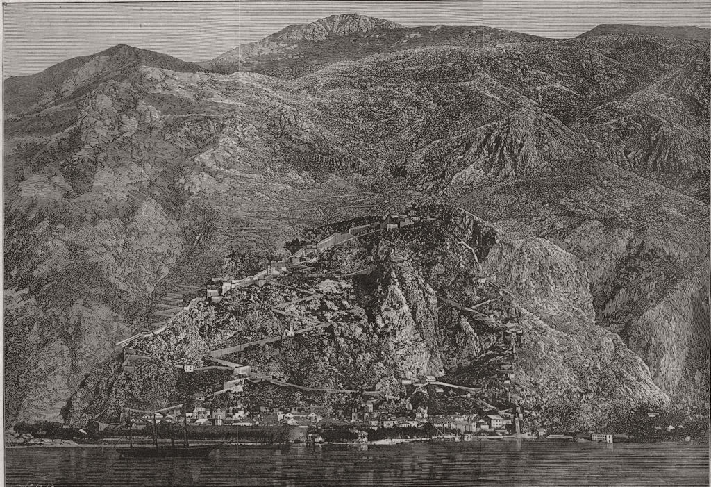 Associate Product MONTENEGRO. Kotor, on the Adriatic coast 1880 old antique print picture