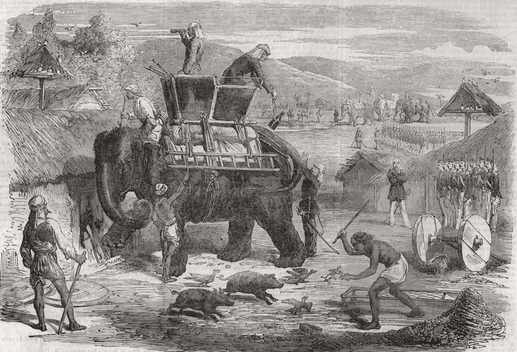 INDIA. Santal Rebellion. Searching for rebel Santals 1856 old antique print