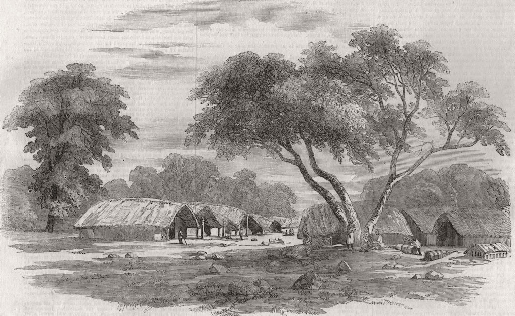 INDIA. Santal Rebellion. Hill village in the Santal country 1856 old print