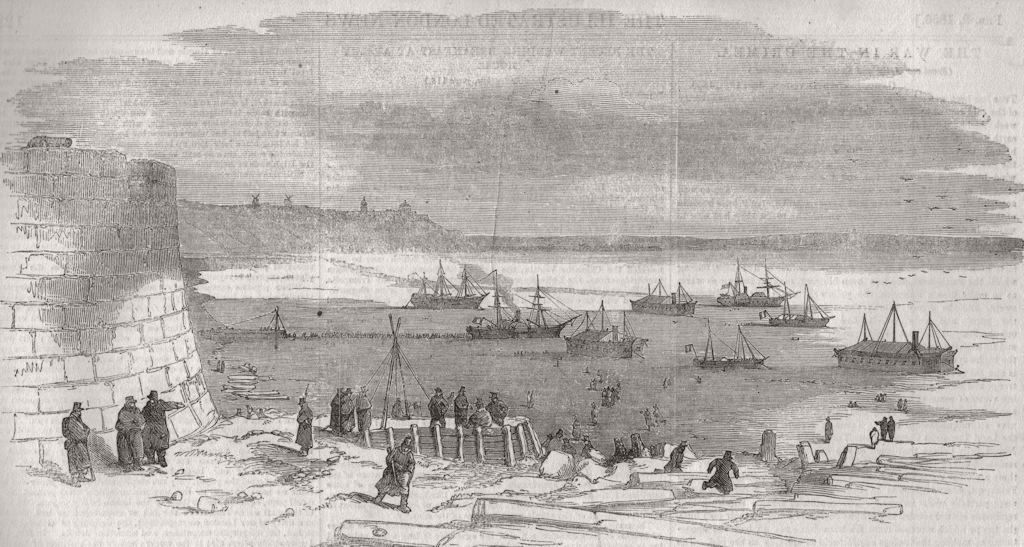 CRIMEAN WAR. Kinburnska Fort & Ochakov spit. Expeditionary Fleet 1856 print