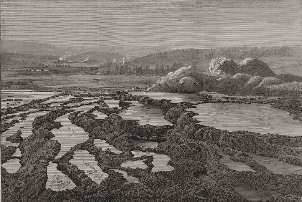 WYOMING. Firehole River. Upper Fire-Hole, from Old Faithful 1874 print