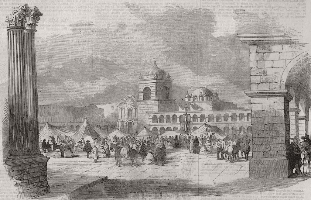 Associate Product PERU. Principal Square of Arequipa 1855 old antique vintage print picture