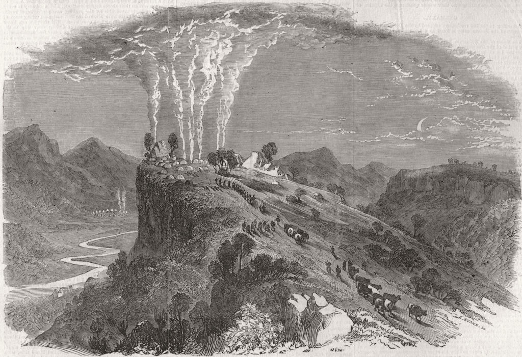 Associate Product SOUTH AFRICA.Night attack on Negroes, at Mundell's peak, in the Waterkloof 1853