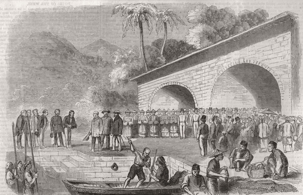 MALAYSIA. Embarkation of the Earl Of Elgin at Penang for China 1857 old print