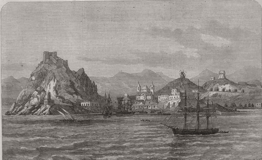 Associate Product SPAIN. Aguilas, visited with requisitions by the insurgents of Cartagena 1873