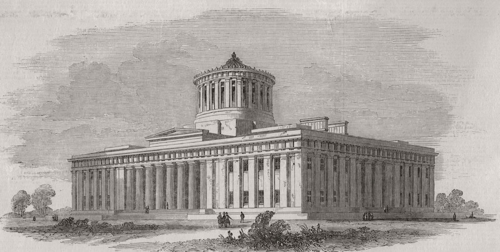OHIO. The State House 1850 old antique vintage print picture