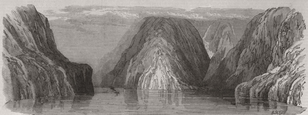 NEW ZEALAND. Milford Sound-view looking down 1869 old antique print picture