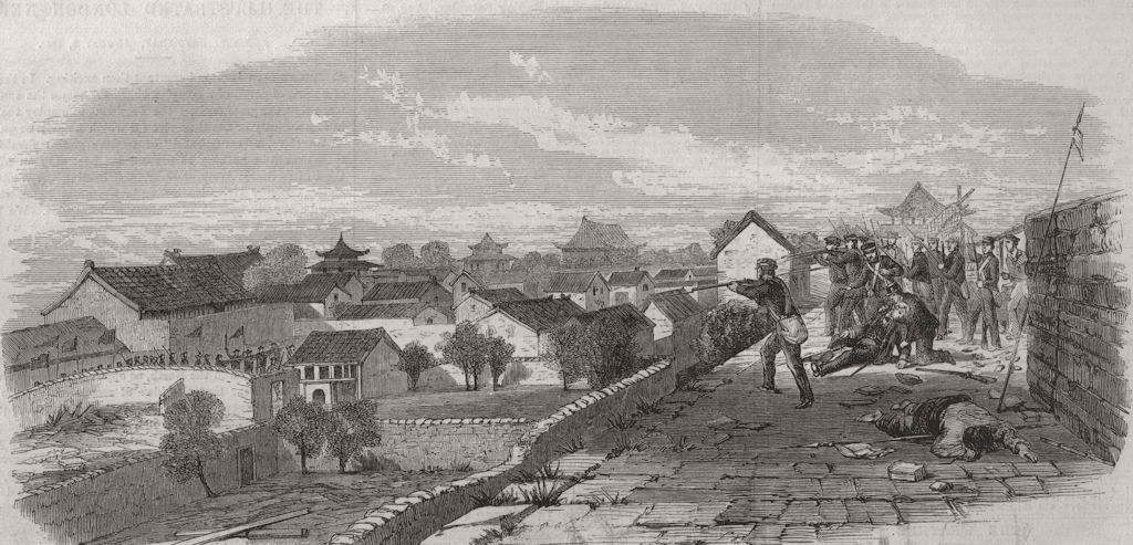 CHINA. The capture of Ningbo. Storming party. Lt. Davis. Lt Cornewall 1862