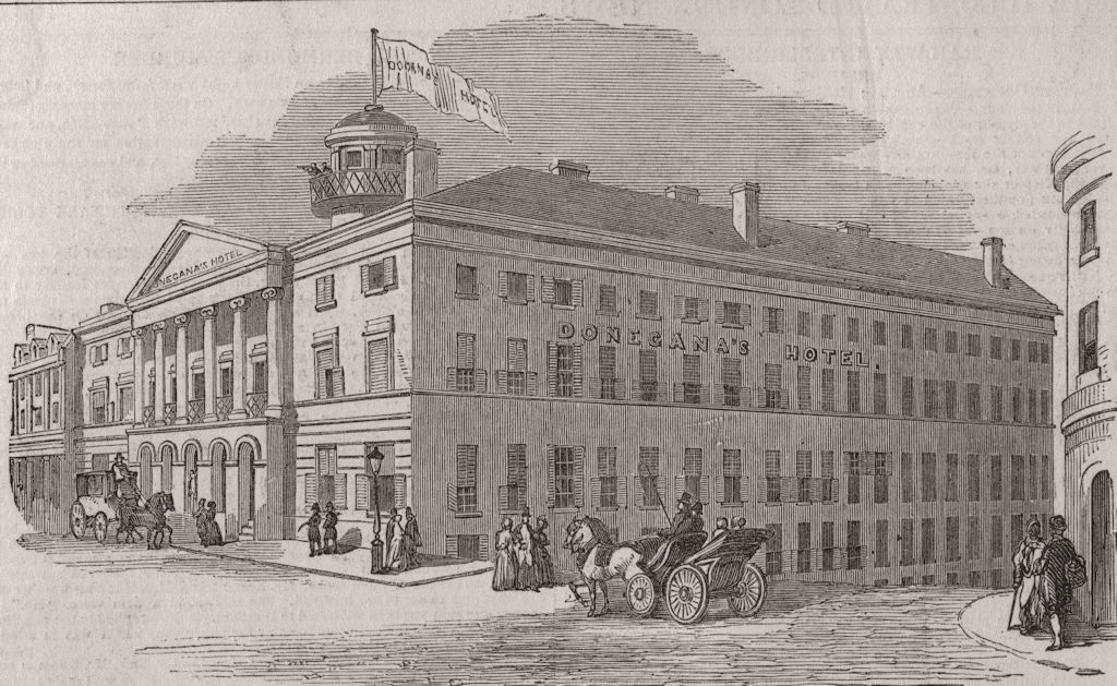 Associate Product MONTREAL. Donegana's Hotel, destroyed by fire on August 16. Canada 1849 print