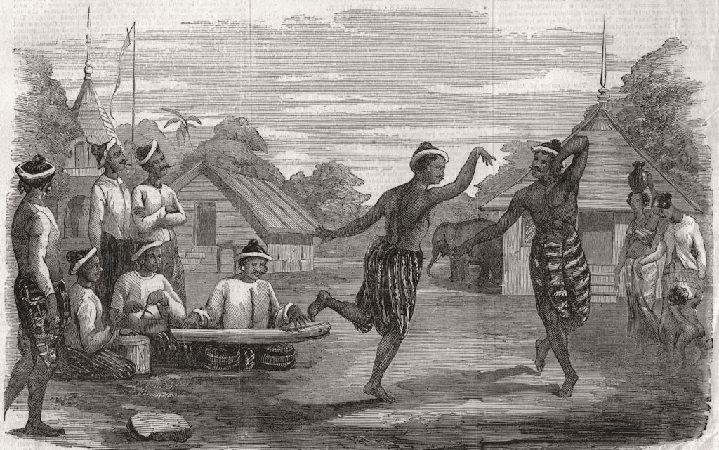 BURMA. Second Anglo-Burmese War. A Burmese dance 1853 old antique print
