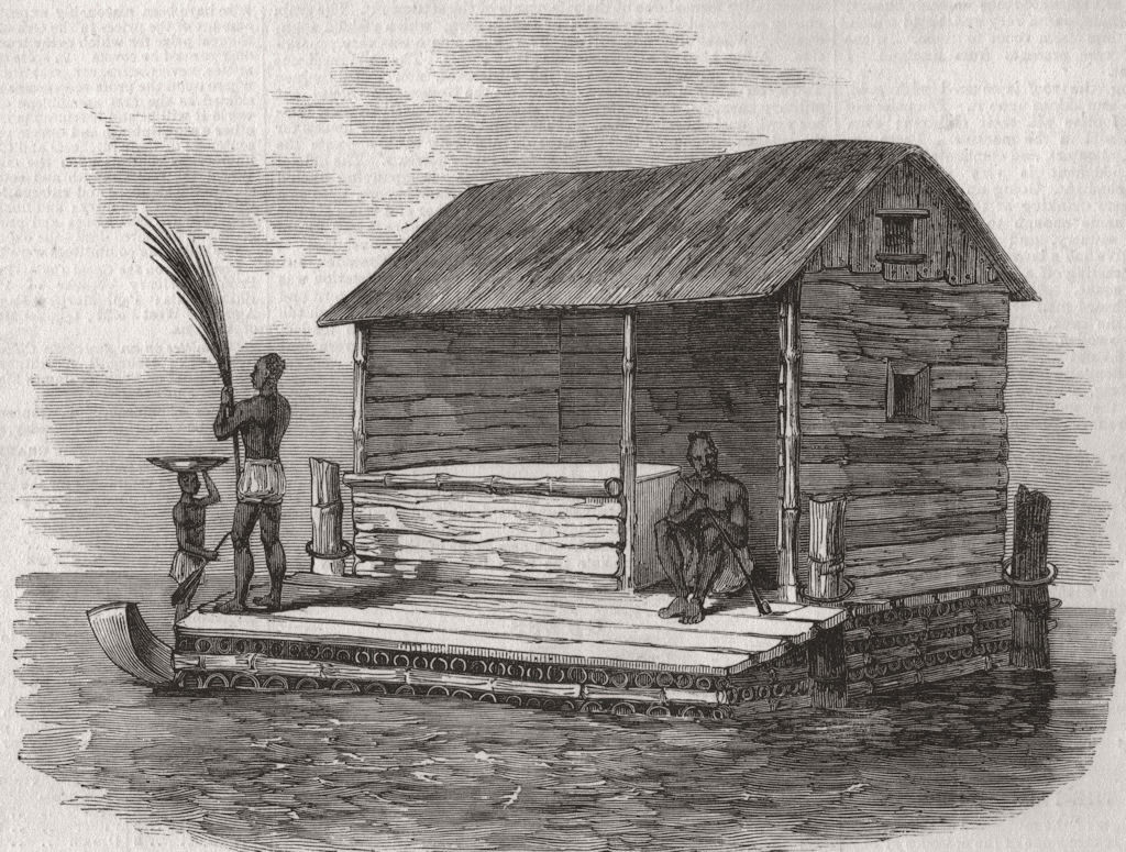 Associate Product THAILAND. Siamese (Thai) Bamboo Hut 1857 old antique vintage print picture